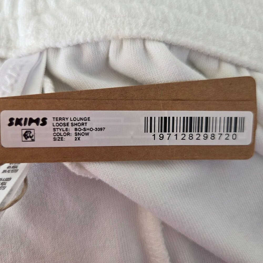 Skims US Womens Sz 2X Snow Terry Lounge Shorts Loose Fit Cotton/Modal Blend NEW - Picture 3 of 9